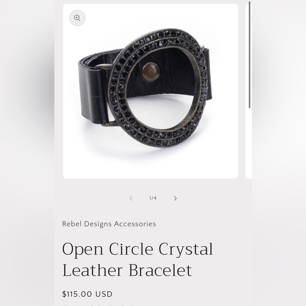 Rebel Designs, Inc. Open Circle Crystal Leather Bracelet